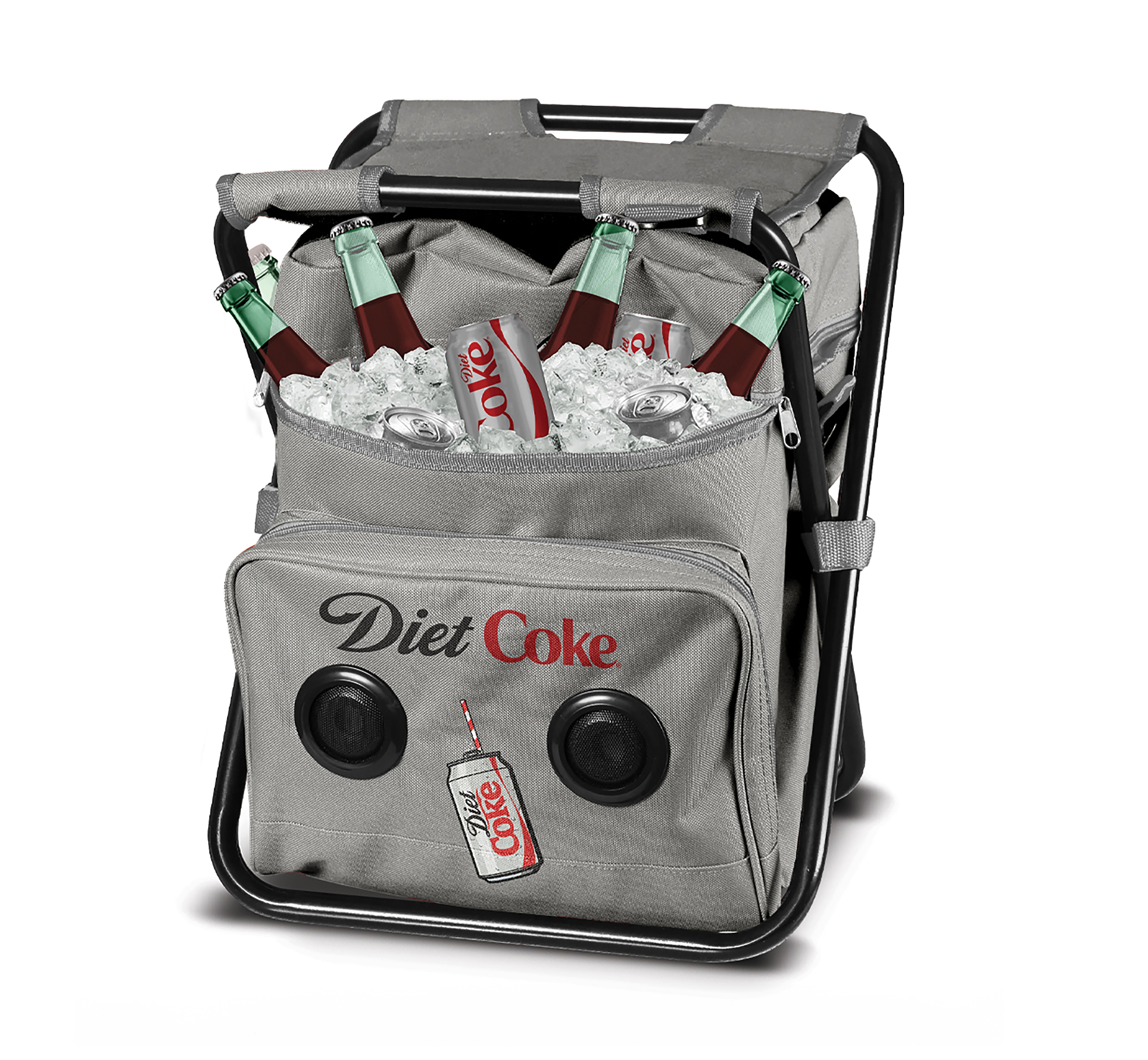 Coca-Cola/Diet Coke Waterproof Bluetooth Speaker Cooler Bag, Folding Chair, and Backpack